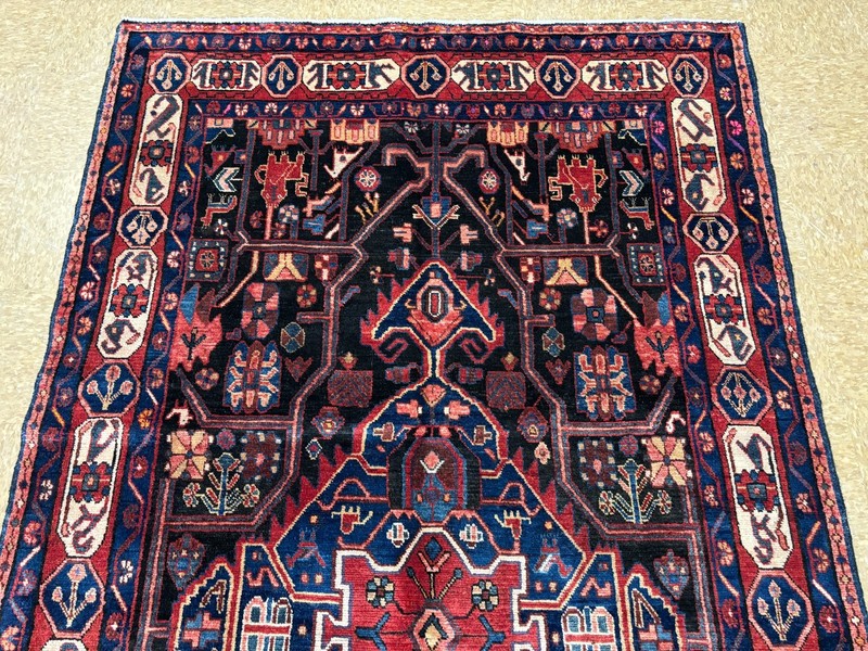 5x10 Tribal Nahavand Wool Hand Knotted Runner Rug Navy Blue Red Oriental Carpet gallery