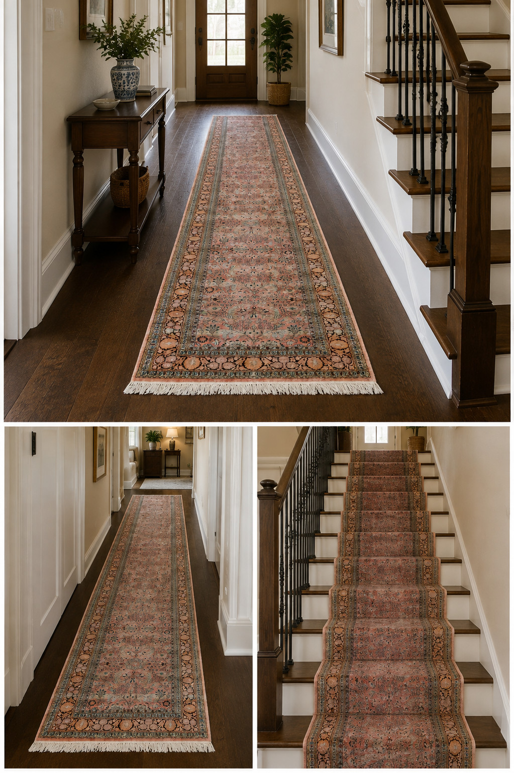 NATURAL WOOL Old Oriental Rugs,Hand Woven,knotted size Approximately 3'2" × 23' gallery