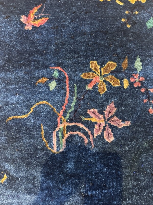 Stunning Antique Chinese Art Deco Rug C. 1920 Remarkable Natural Dye Hues 6’x3’ gallery