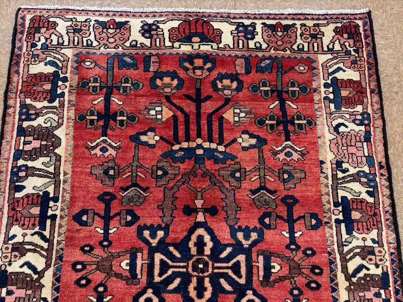 Vintage Bakhtiari Tribal Oriental Area Rug 4x6 Hand Knotted Wool Red Geometric gallery