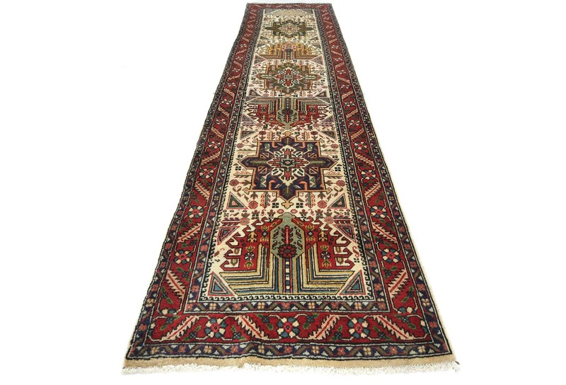 Hand-Knotted Wool Oriental Runner Rug 3X12 ft Traditional Cream Hallway Carpet gallery