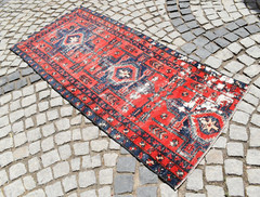 Antique Caucasian Rug 36” x 81” Collector’s Item Shabby Chic Fragment Wool Rug