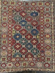 Antique Caucasian distressed kazak circa 1900 Wonderful Colors And Design 3×3’6
