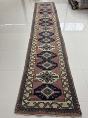 Vintage Hand Knotted Wool Turkish Runner, 3×15 ft Oriental Oushak Rug