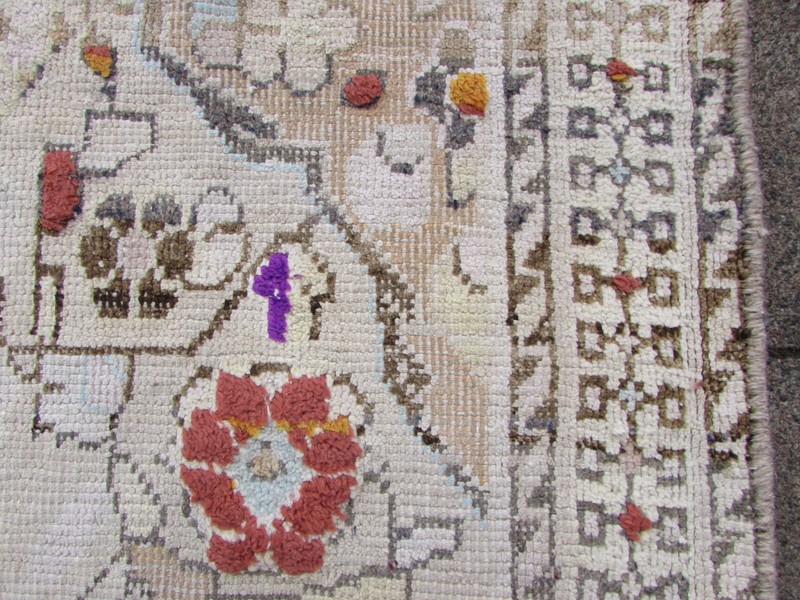 Vintage Worn Hand Made Traditional Oriental Wool Faded Pink Brown Rug 201x121cm gallery