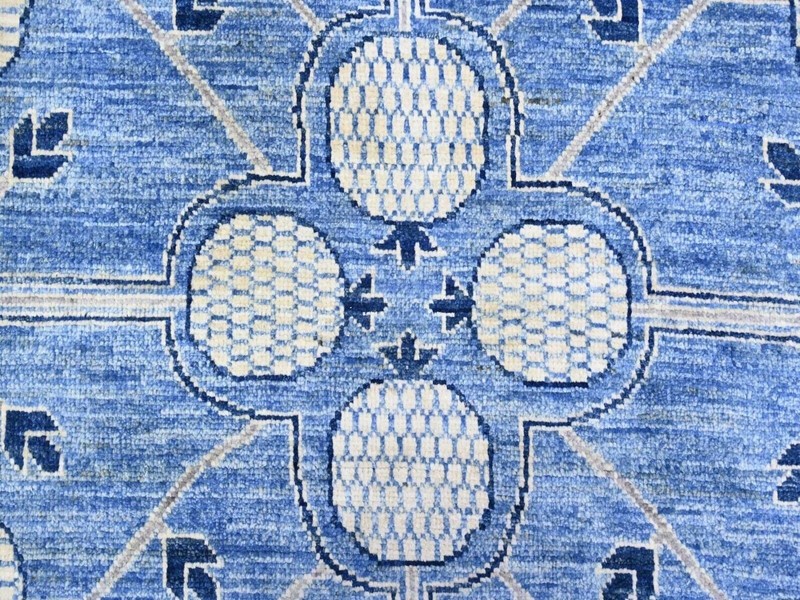 12'x15'4" Dodgers Blue Washed Out Khotan and Samarkand Inspired Angora Pile Rug gallery
