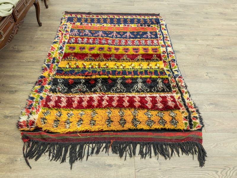 Antique Turkish Tulu Rug 4.3x5.9 ft Handwoven Wool Mohair – Boho Tribal Heritage gallery
