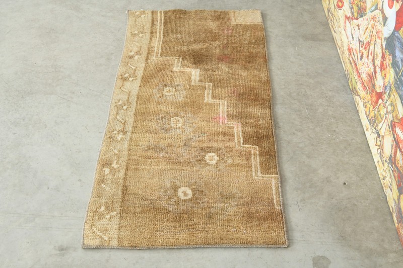 2x4 Turkish Door Mat Rug Hand-Knotted Small Vintage Oushak Carpet Mini Rugs,571 gallery