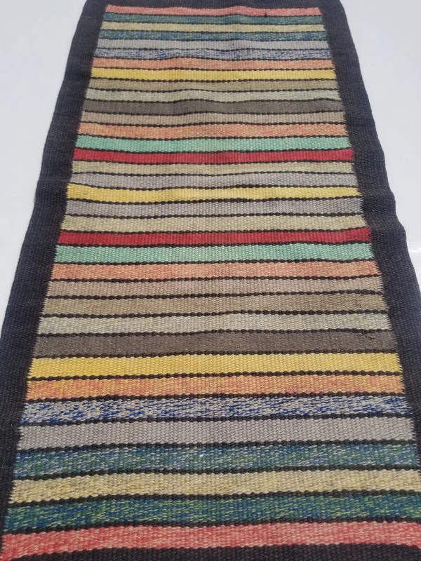 Vintage Traditional Handmade Anatolian Striped Wool Multicolor Kilim 4.3x2.2ft gallery