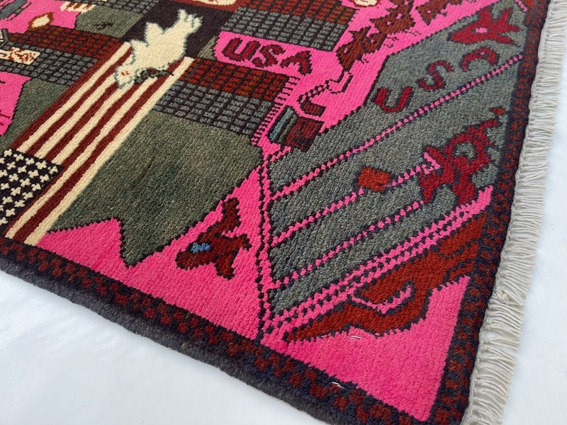 75x60cm Handmade rug 9/11 twin towers War Rug Afghan War Rug Handicrafts #265 gallery