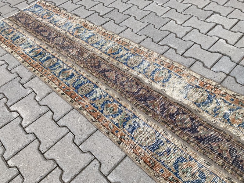 Brown rug, Turkish rug, Vintage Rug, Patchwork rug, Runner rug, 2.1 x 10 ft gallery