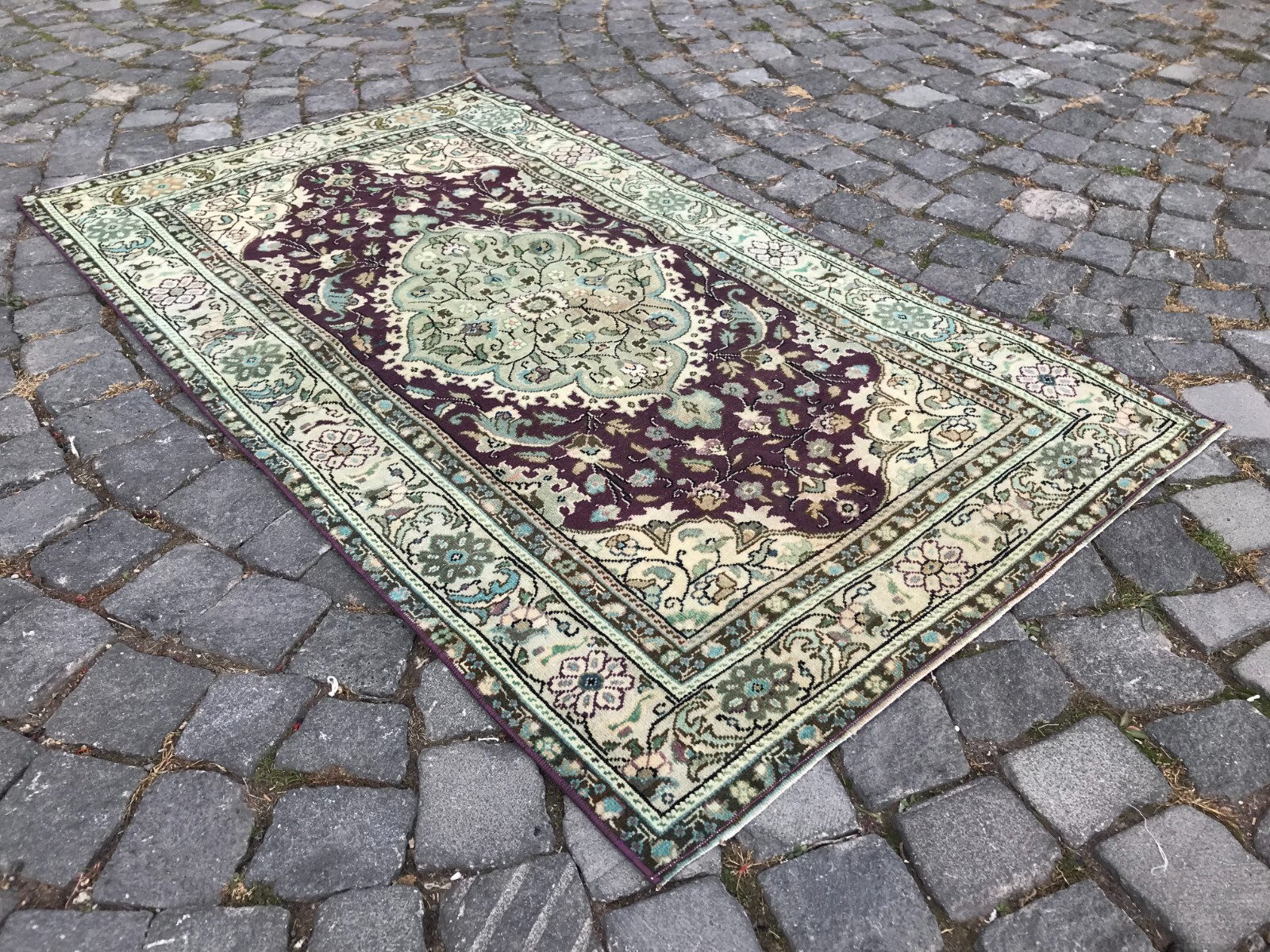 Turkish Antique rug Bohemian Area rug Oushak rug Vintage Rug Handmade Wool rug gallery