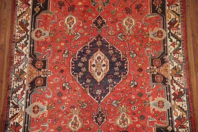 Vintage Red Tribal Area Rug 4x5 Ft Handmade Medallion Wool Carpet Oriental Rug gallery