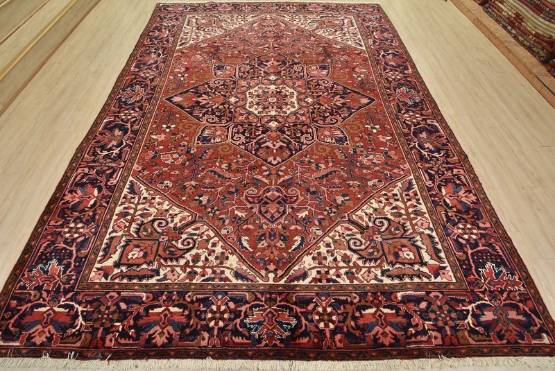 Vintage Tribal Rug 9’4” x 12’8” Red Wool Hand-Knotted Oriental Carpet gallery