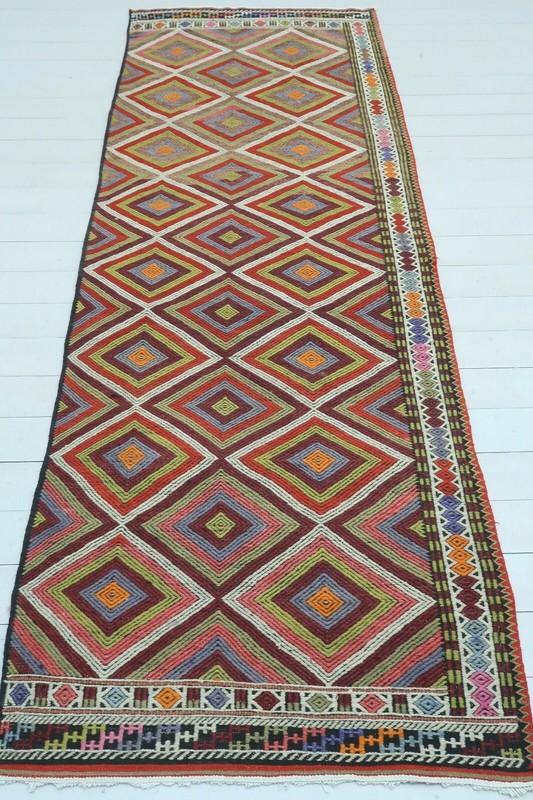 Turkish Kilim Runner, Handmade Wool Rugs Runner, Stairs Kitchen Kelim 40"x117" gallery