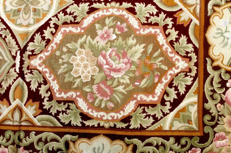 8X10 MAGNIFICENT ANTIQUE HANDMADE VEGETABLE DYE AUBUSSON NEEDLEPOINT WOOL RUG gallery