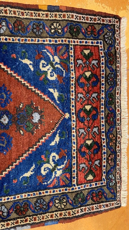 Rare Antique 1900-1930s Wool Pile Natural Dye Tribal Rug 1’11”x 3’11” gallery