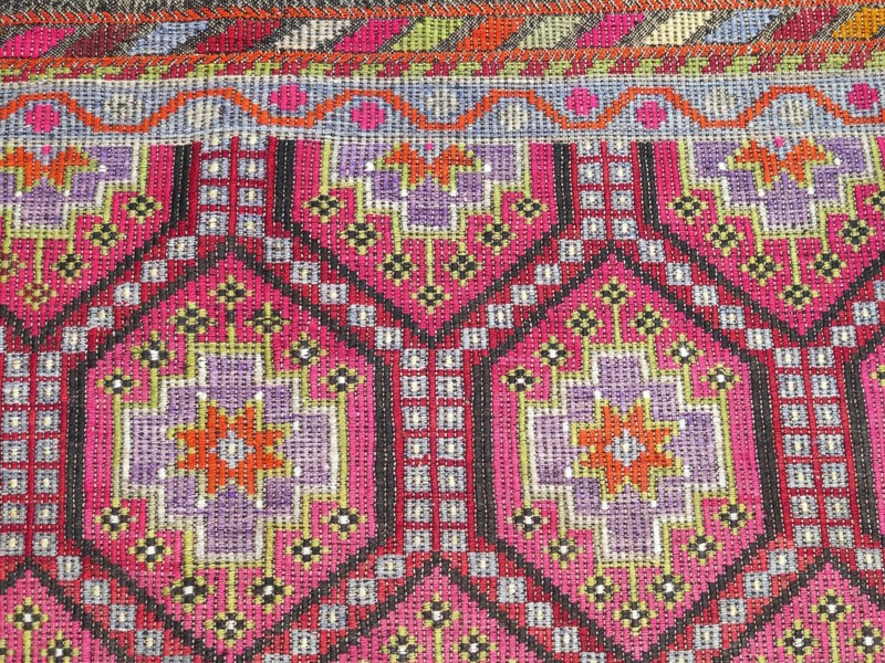Area Rug, Boho Rug, Handmade Rug, Turkish Kilim, Embroidery Stars Rug 79"x112" gallery