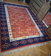 Traditional Romanian handwoven rug from the Oltenia region