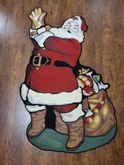 Large Vintage Santa Rug Wool 55″ X 34″ Excellent Used Condition