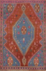 Rust/ Blue Wool Tribal Style Rug 4×7 ft Hand-knotted Vintage for Any Room