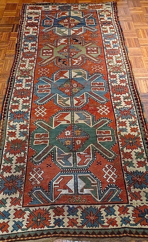 Antique Caucasian Lenkoran Runner,ca. 1875; 4 ft x 9 ft