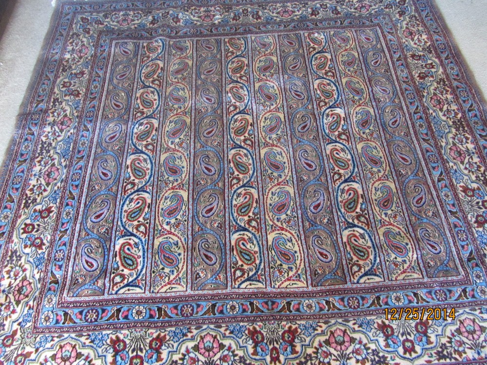 Rare Kirman Paisley Carpet 6 ft X 6 ft