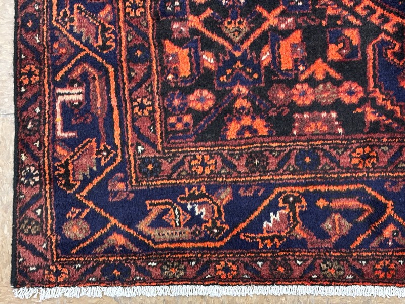 5x7 Vintage Zanjan Rug Hand Knotted Wool Tribal Geometric Oriental Red Navy Area gallery