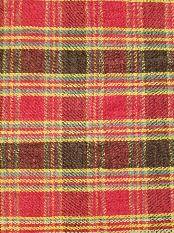 Vintage Woven Plaid Blanket Throw with Handmade Crochet Trim & Pom Pom 5.7x5.2ft gallery