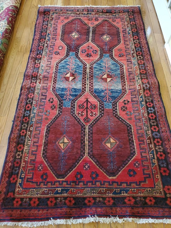 4.2 x 7.10 ANTIQUE KAZAK VINTAGE HERIZ RUG CAUCASIAN SERAPI OUSHAK SHIRVAN KULA gallery