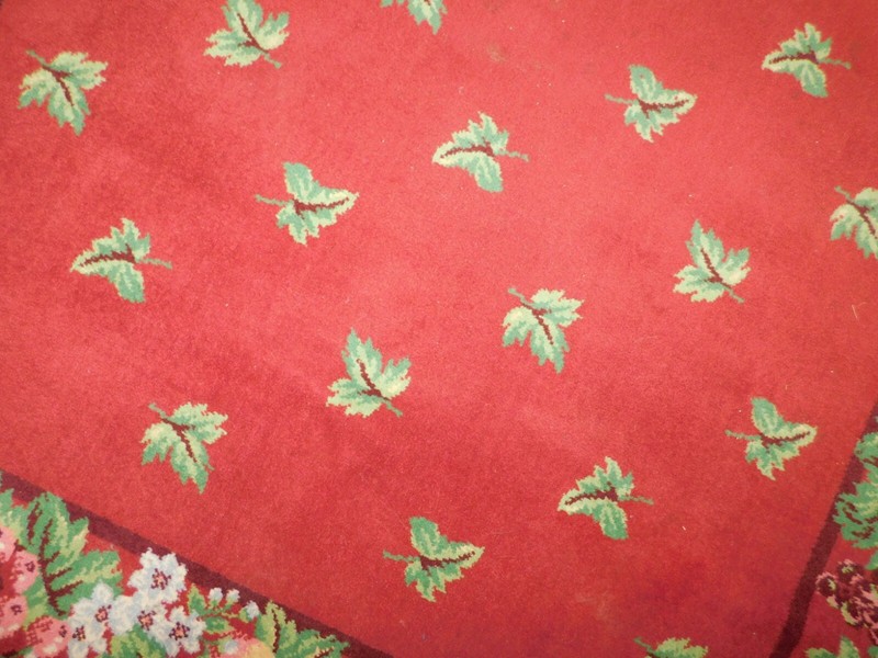 1940's Fruit & Leaf Wool Rug Large 108 x 72" Vintage gallery