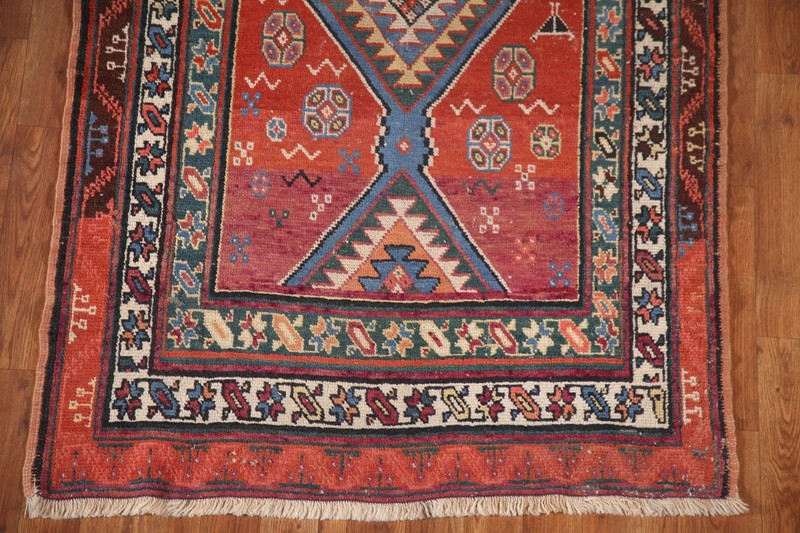 Pre-1900 Heriz Bakhshayesh Runner Antique Rug 3'x16' Vegetable Dye Handmade Rug gallery