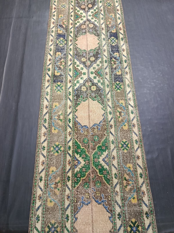 Multicolor Antique Handmade Runner, 2.4x12.9ft, Vintage Patchwork Entryway Rug, gallery