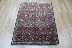 Vintage Handmade Oriental Wool Rug 145 x 105 cm Salmon Soft red Floral Carpet