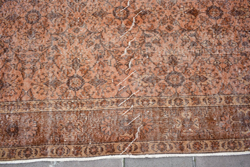 Vintage Turkish Rug 6 x 10 ft Anatolian Over Dyed Rug Painted Wool Area Rug gallery