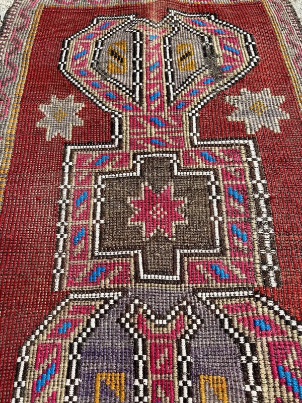 Rustic Tribal Handmade Wool Kilim Rug from Turkey - 123 cm x 68 cm gallery