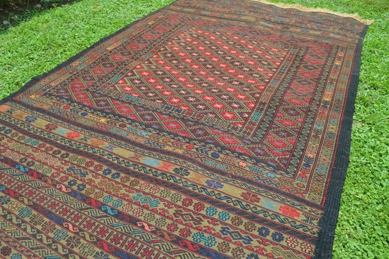175 X 105 Stunning Afghan Sumak Fine Weave Lambs Wool Beljik Herati Qalaty Kilim gallery