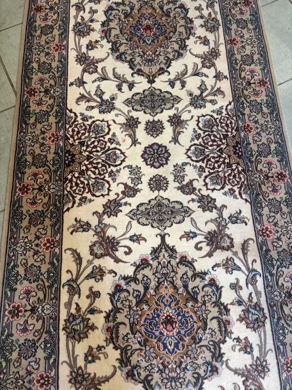 14X3. RUNNER. WITH SIGNATURE HANDMADE RUG . HAND MADE wool and silk gallery