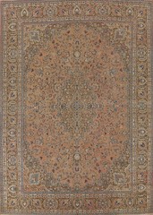 Floral Traditional Area Rug 10×13 Handmade Wool Vintage Carpet for Living Room