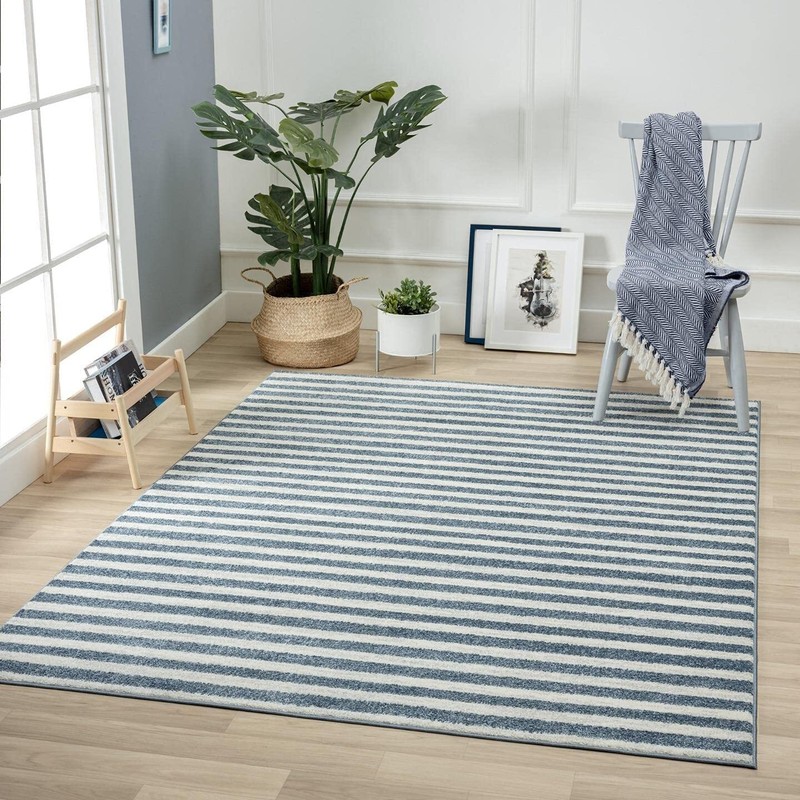 Moroccan Area Rugs Blue Striped Modern Living Room Carpet Quality Large Carpet gallery
