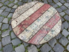 Home Decor Rug, Turkish Vintage Rug, Boho Decor Rug, Oushak 2,4 x 2,4 ft