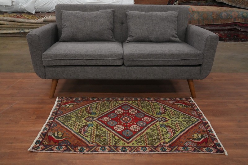 Light Green Geometric Traditional Accent Rug 3x5 ft Hand-knotted Wool gallery