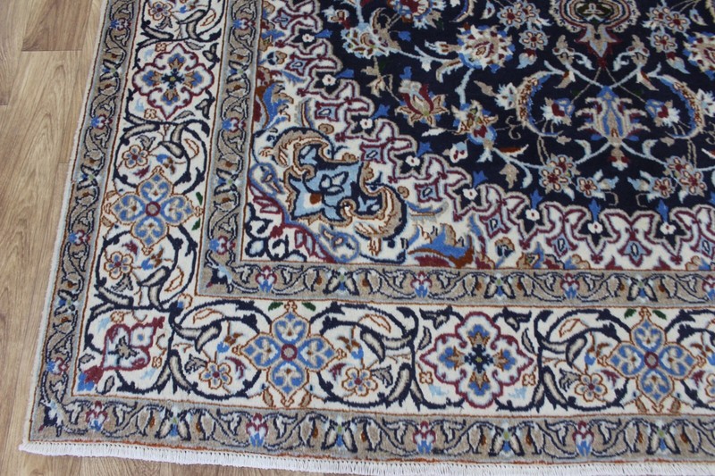 FINE HANDMADE NAIN BLUE RUG WOOL AND SILK WITH SUPERB COLOURS 310 X 200 CM gallery