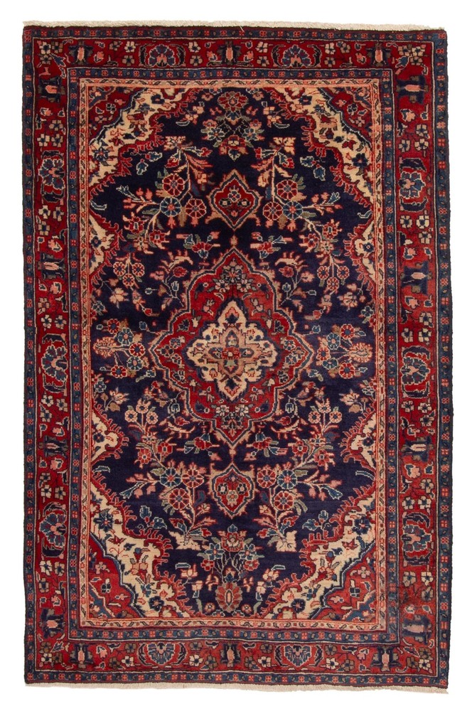 Vintage Traditional Hand-Knotted Area Rug 4'0" x 6'1" Oriental Wool Carpet