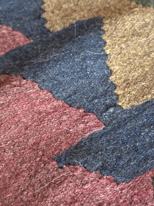 Vtg Wool Kilim Rug Southwest Geometric Handwoven 3 Ft By 4 Ft Boho Mauve Muted gallery