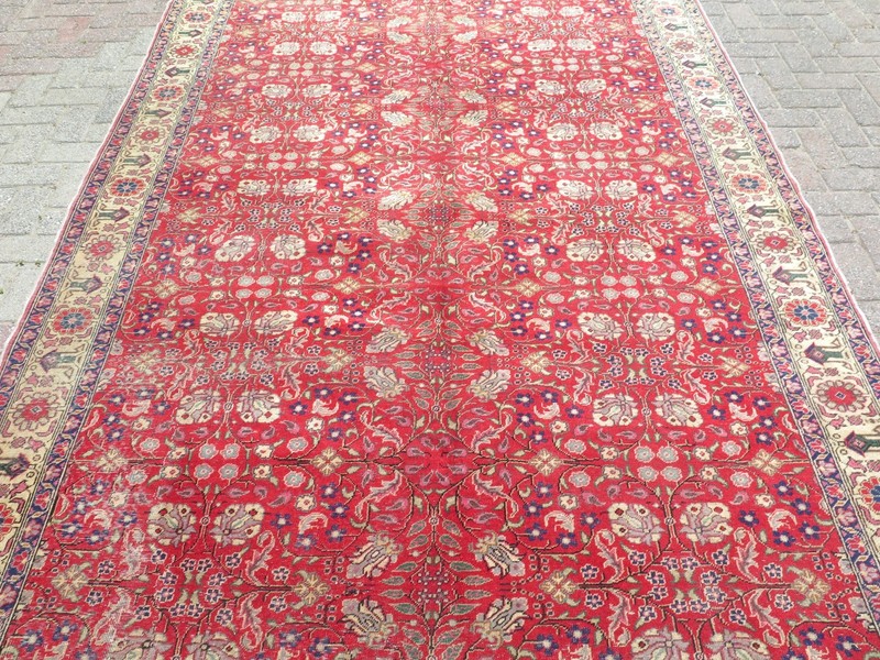 Vintage Turkish Handmade Carpet, Large Floor Rug, Floral Red Wool Rug 78"x115" gallery