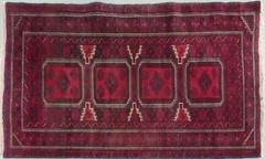 Vintage Hand Woven Tribal Rug Medallions 6’3” X 3’9” Red Runner antique