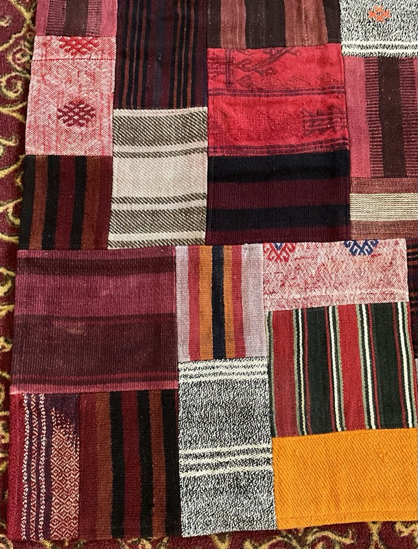 Turkish dhoku Traditional 10 Patchwork Kilim 100% Wool Rug 53”x40” Boho Turkey gallery