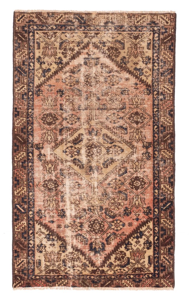 Traditional Vintage Hand-Knotted Area Rug 3'4" x 6'3" Oriental Wool Carpet