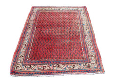 Geometric Floral Pattern Turkish 3′ 8″ x 5′ 1″ Orange Hand Knotted Area rug